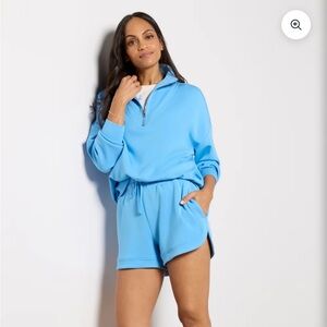 Varley Hawley Half Zip Sky Blue DoubleSoft Sweater